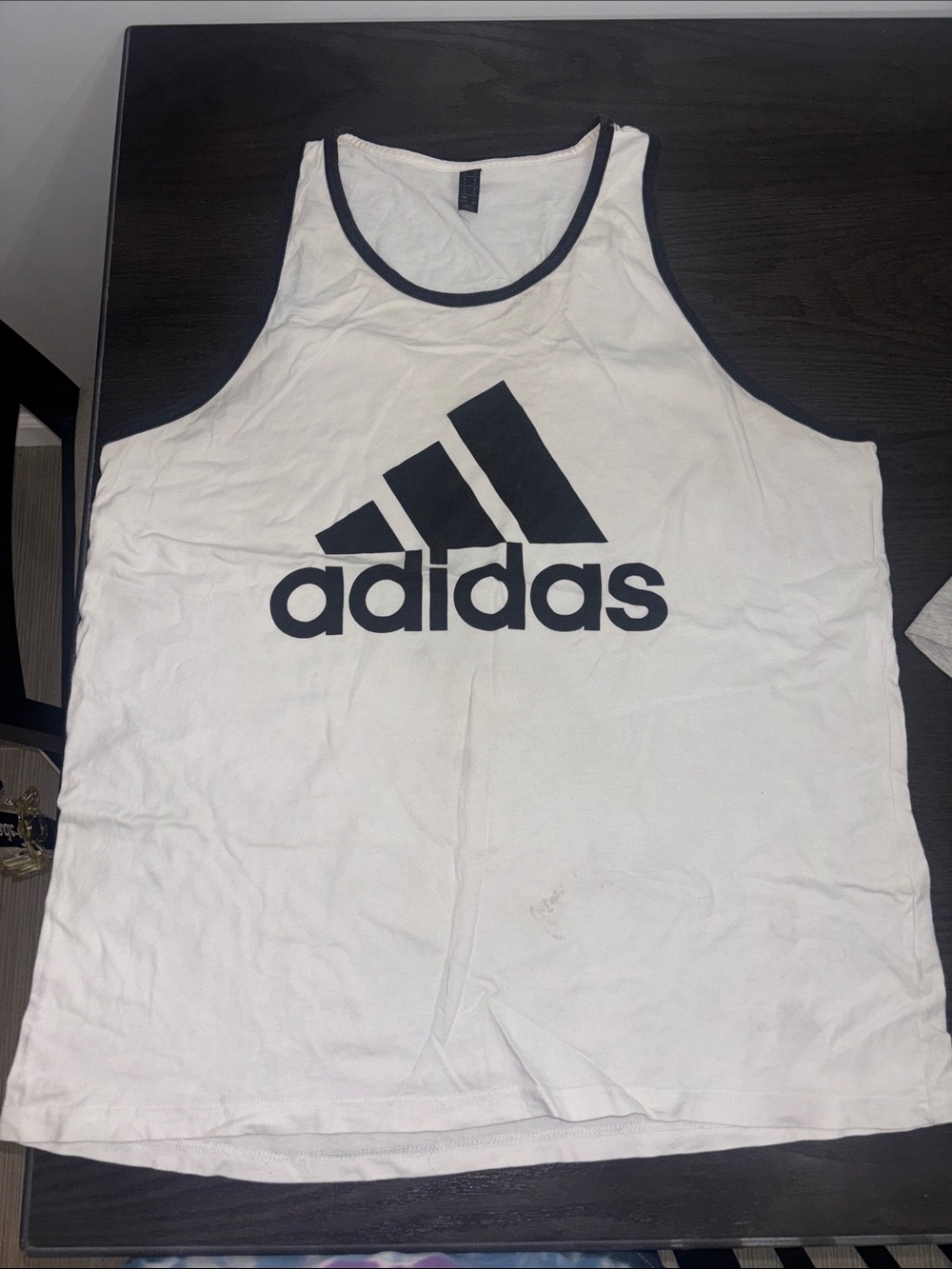 adidas White Tank Top with Black Logo